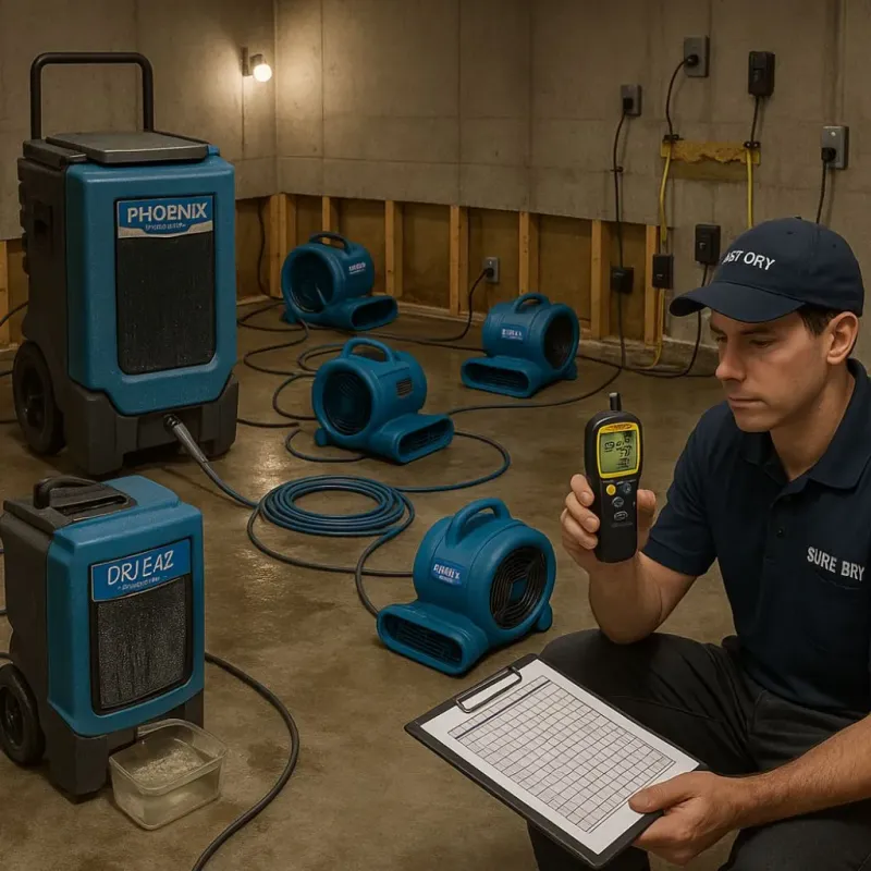 Structural Drying and Dehumidification process in Riverside County, CA